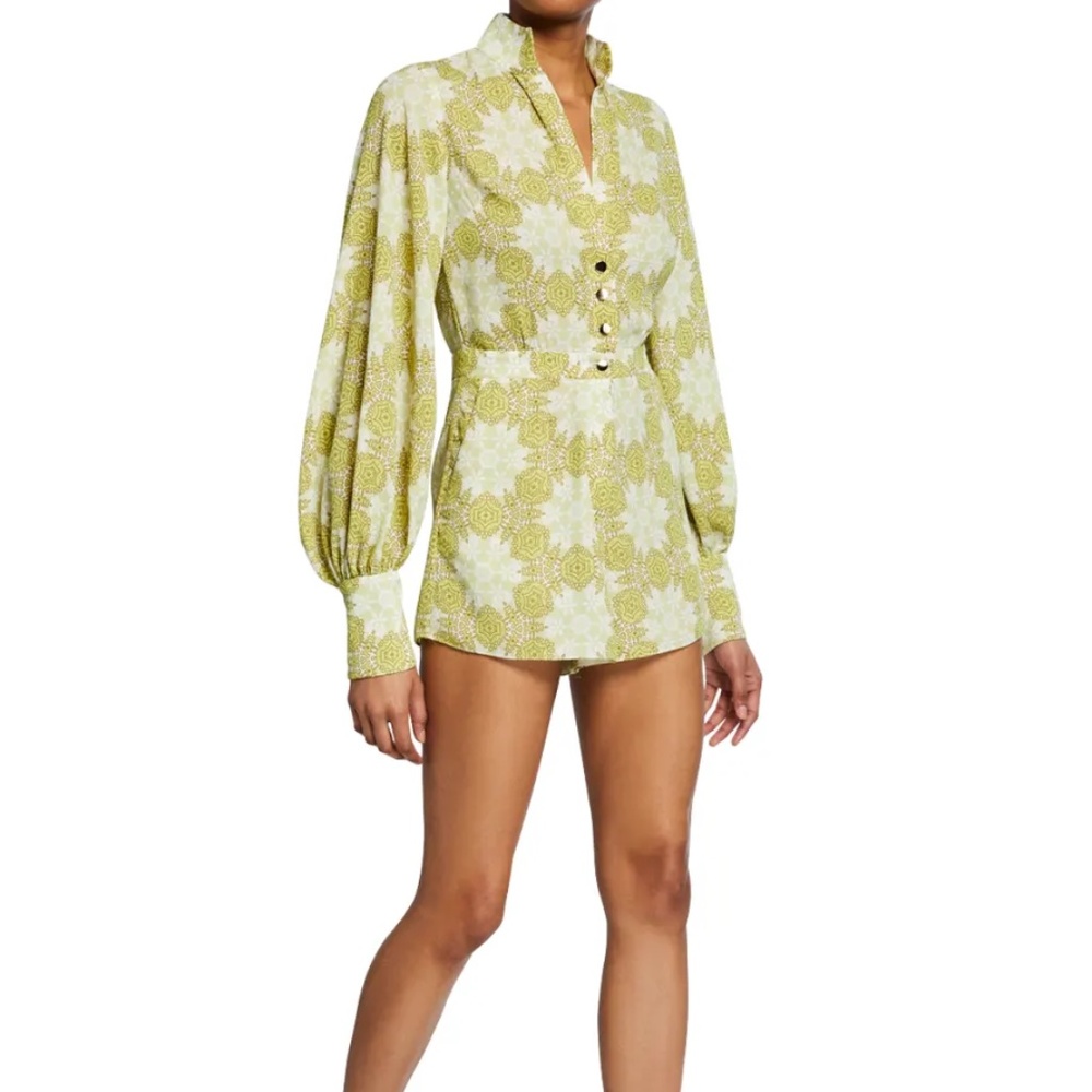 Alexis Lashawn Green Mosaic Long Sleeve Romper size XS